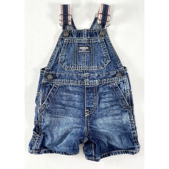 OshKosh B’gosh Other - Osh Kosh Denim Overalls Size 9-12 Months Shortalls Blue Jean‎ Baby Cute